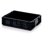 Plastic ESD container with water drainage system to stop the spread of fire, 600x400x147 mm, ESD RL-KLT 6047