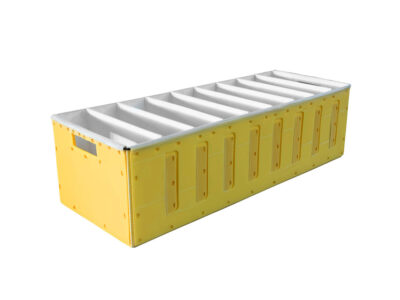 Akylux box with corrugated plastic separators laminated with textile