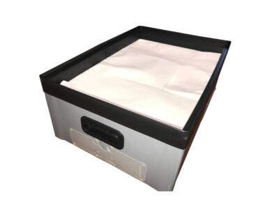 Corrugated polypropylene box with plastic h frame and label holders