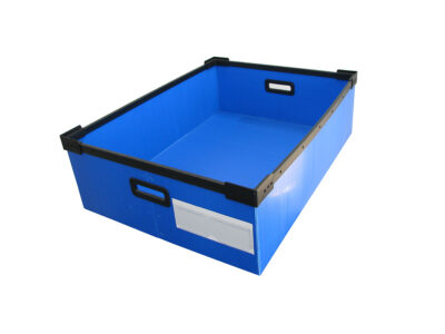 The box frame can be welded with ultrasounds and label holders can be applied with permanent adhesive